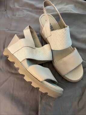 Sorel Beige Textured Slingback Sandals